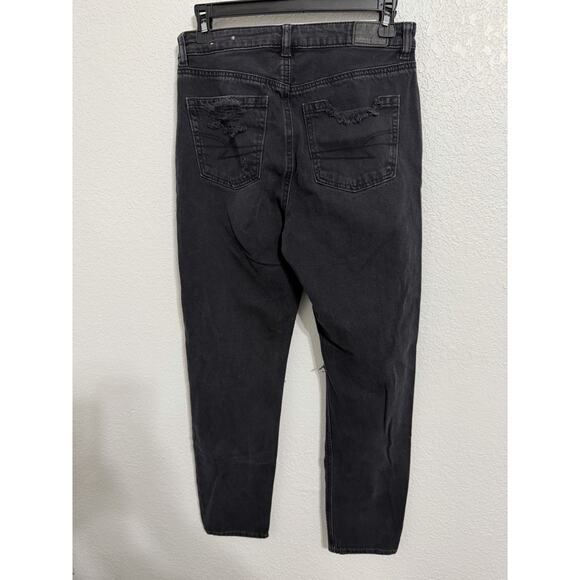 American Eagle Women’s Size 2 Black Distressed Ripped Mom Jeans - Picture 3 of 7